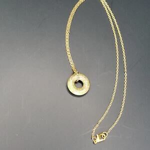 Green Jasper Round Donut Pendant 14k Gold filled Chain Handmade Necklace